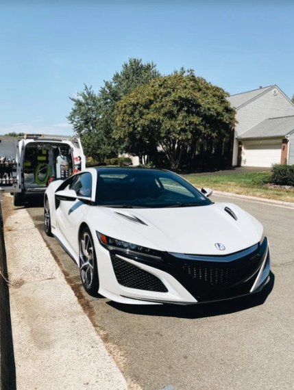 White Acura NSX detailed on-site at the customer's home